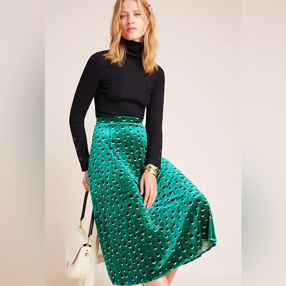 Anthropologie Dresses & Skirts - Maeve Carly Pleated Geometric Print Pleated Midi Skirt